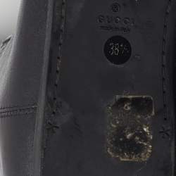 Pre Owned Gucci Black Leather Knee Length Boots Size 38.5