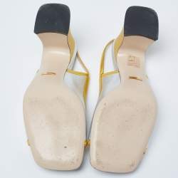 Pre Owned Gucci Metallic Gold/Silver Leather Alison Bow Sandals Size 39