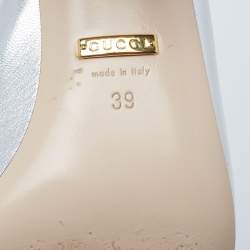 Pre Owned Gucci Metallic Gold/Silver Leather Alison Bow Sandals Size 39