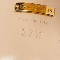 Pre Owned صندل سلايد غوتشي جي جي مارمونت جلد ذهبي ميتاليك بشراشيب مقاس 37.5