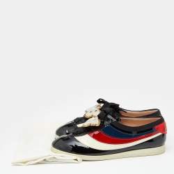 Pre Owned Gucci Multicolor Patent Leather New Ace Falacer Butterfly Low Top Sneakers Size 35.5