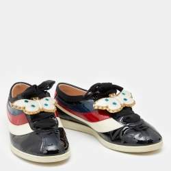 Pre Owned Gucci Multicolor Patent Leather New Ace Falacer Butterfly Low Top Sneakers Size 35.5