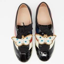Pre Owned Gucci Multicolor Patent Leather New Ace Falacer Butterfly Low Top Sneakers Size 35.5