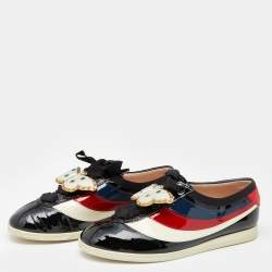 Pre Owned Gucci Multicolor Patent Leather New Ace Falacer Butterfly Low Top Sneakers Size 35.5