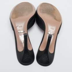 Pre Owned Gucci Black Guccissima Leather Horsebit Slide Sandals Size 36.5