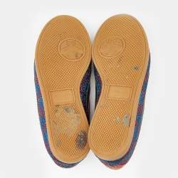 Gucci Multicolor Lurex Fabric And Leather Web Low Top Sneakers Size 35.5
