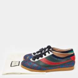 Gucci Multicolor Lurex Fabric And Leather Web Low Top Sneakers Size 35.5