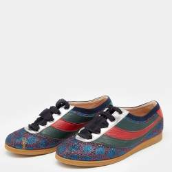 Gucci Multicolor Lurex Fabric And Leather Web Low Top Sneakers Size 35.5