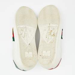 Pre Owned حذاء رياضي غوتشي أيس مطرز دعسوقة و أناناسة جلد أبيض مقاس 35