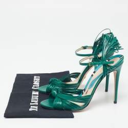 Pre Owned Gucci Green Leather Strappy Allie Knot Sandals Size 38