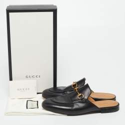مملوكة مسبقًا Gucci Black Leather Princetown Mule Flats Size 38