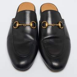 مملوكة مسبقًا Gucci Black Leather Princetown Mule Flats Size 38
