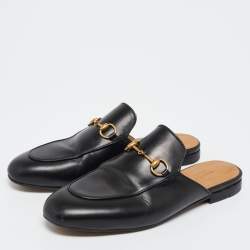 مملوكة مسبقًا Gucci Black Leather Princetown Mule Flats Size 38