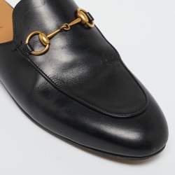 مملوكة مسبقًا Gucci Black Leather Princetown Mule Flats Size 38