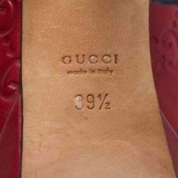 Pre Owned Gucci Burgundy Guccissima Leather Peep Toe Platform Pumps Size 39.5