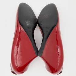 Gucci Red Patent Leather Wedge Round Toe Pumps Size 40