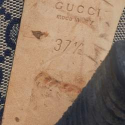 Pre Owned Gucci Beige/Blue GG Canvas Interlocking Pumps Size 37.5