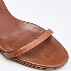 Gucci Brown Leather Interlocking G  Ankle Strap Sandals Size 38