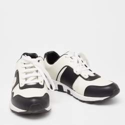 مملوكة مسبقًا حذاء رياضي غوتشي جي جي متداخلة جلد أبيض/أسود برباط عنق منخفض مقاس 38.5