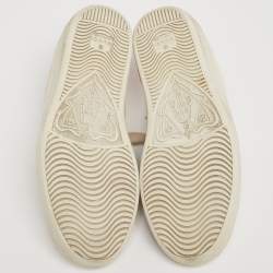 Pre Owned Gucci Cream/Red Leather Ace  Band Low Top Sneakers Size 37
