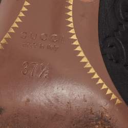 Pre Owned Gucci Black Guccissima Leather Adina Horsebit Pumps Size 37.5