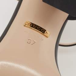 Pre Owned Gucci Black Leather GG Marmont Ankle-Strap Sandals Size 37