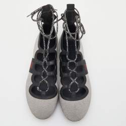 Gucci Silver Glitter Titan Web Studded Low Top Sneakers Size 39