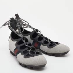 Gucci Silver Glitter Titan Web Studded Low Top Sneakers Size 39