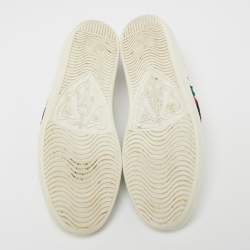 Gucci White Leather And Python Embossed Leather  Sequins Ace  Sneakers Size 38
