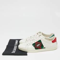 Gucci White Leather And Python Embossed Leather  Sequins Ace  Sneakers Size 38