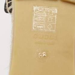 Pre Owned Gucci Black Leather GG Logo Platform Espadrille Sandals Size 38