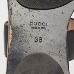 Pre Owned Gucci Black Leather GG Marmont Thong Flats Size 36