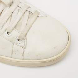 Pre Owned Gucci White Leather Sequins And Crystal Lips Ace Low Top Sneakers Size 37