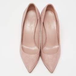 Pre Owned Gucci Dusty Pink Guccissima Leather Horsebit Kristen Bamboo Heel Pumps Size 39