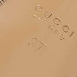 Gucci Beige/Brown Horsebit Print Canvas Slide Sandals Size 37