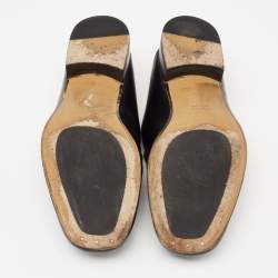 Pre Owned Gucci Black Leather Horsebit Collapsible Heel Loafers Size 37.5 