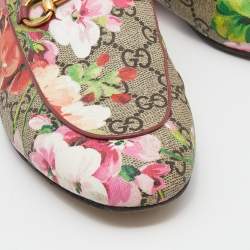 Pre Owned Gucci Multicolor GG Floral Print Canvas Princetown Horsebit Mule Sandals Size 39.5