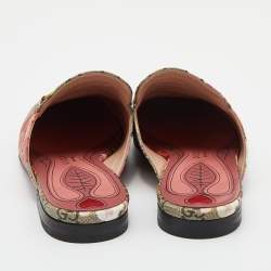 Pre Owned Gucci Multicolor GG Floral Print Canvas Princetown Horsebit Mule Sandals Size 39.5
