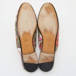 Pre Owned Gucci Multicolor GG Floral Print Canvas Princetown Horsebit Mule Sandals Size 39.5