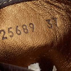 Pre Owned حذاء رياضي غوتشي كانفاس جي جي سوبريم وجلد بني/بيج عنق مرتفع مقاس 37