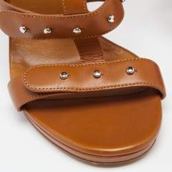 Gucci Brown Leather Sigourney Studded Gladiator Sandals Size 41