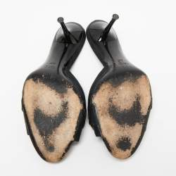 Pre Owned صندل سلايد غوتشي هورسبيت كانفاس جي جي أسود مقاس 40