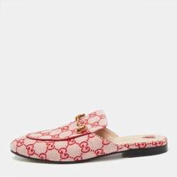 مملوكة مسبقًا صندل سلايد غوتشي برينستون كانفاس أحمر/وردي مقاس 37.5