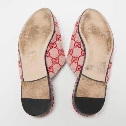 مملوكة مسبقًا صندل سلايد غوتشي برينستون كانفاس أحمر/وردي مقاس 37.5