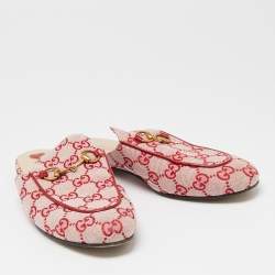 مملوكة مسبقًا صندل سلايد غوتشي برينستون كانفاس أحمر/وردي مقاس 37.5