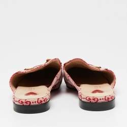 مملوكة مسبقًا صندل سلايد غوتشي برينستون كانفاس أحمر/وردي مقاس 37.5