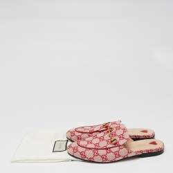 مملوكة مسبقًا صندل سلايد غوتشي برينستون كانفاس أحمر/وردي مقاس 37.5