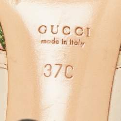 Pre Owned صندل سلايدغوتشي بامبو هورسبيت جلد وكانفاس متعدد الألوان مقاس 37