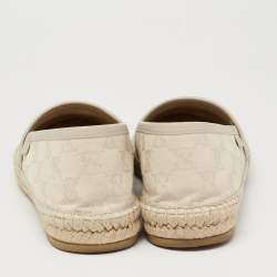 Pre Owned حذاء فلات إسبادريل غوتشي جلد وكانفاس جي جي رصاصي سليب أون مقاس 36