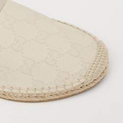 Pre Owned حذاء فلات إسبادريل غوتشي جلد وكانفاس جي جي رصاصي سليب أون مقاس 36